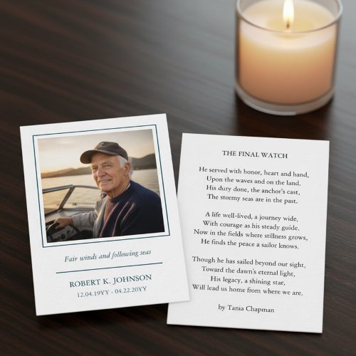 Navy Veteran Prayer Card Tribute Poem Handout Card