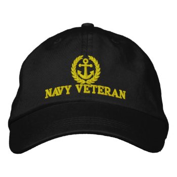 Navy Veteran Sailors Anchor Motif Embroidered Baseball Cap by customthreadz at Zazzle