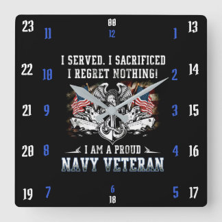 NAVY VETERAN SQUARE WALL CLOCK