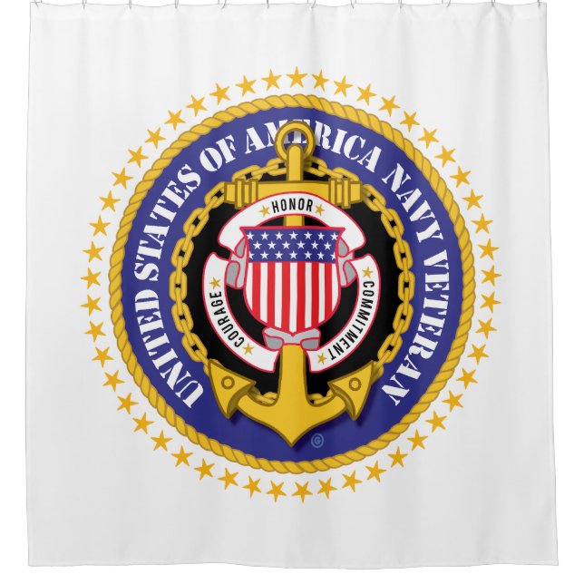 Navy Veterann Shower Curtain (Front)