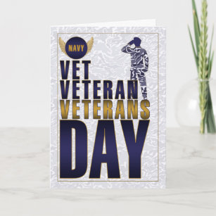 Navy Veterans Day Blue and Red Holiday Card