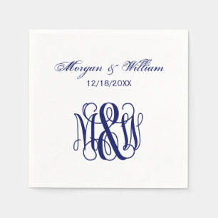 Navy Vine Script Monogram B&G DIY BG Napkins