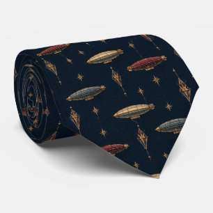 Navy Vintage Airship Celestial Neck Tie