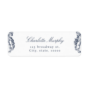Navy Vintage Classic Script return address Label