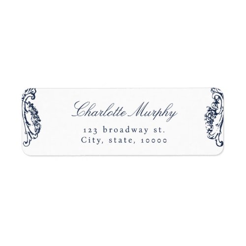 Navy Vintage Classic Script return address Label