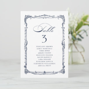 Navy Vintage Frame Classic wedding seating charts Invitation