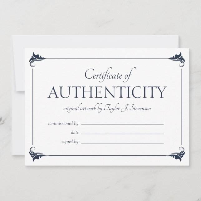 Navy Vintage Larger Certificate of Authenticity (Front)