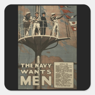 Navy Wants You - Vintage England War Square Sticker