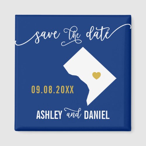 Navy Washington DC Wedding Save the Date DC Map Magnet