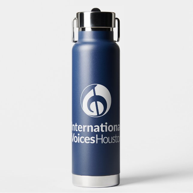 Navy Water Bottle w/ Pop-Up Straw (Front)