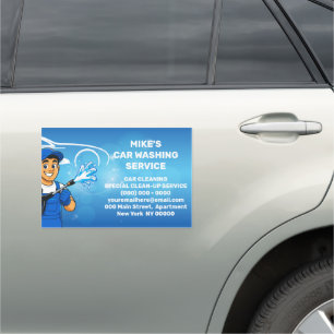 Navy Water Car Wash Cartoon Guy Detailing Magnet
