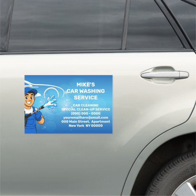 Navy Water Car Wash Cartoon Guy Detailing Magnet