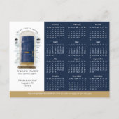 Navy Watercolor Door Real Estate Calendar 2024 Postcard (Front)