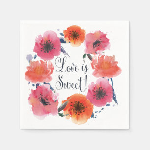 Navy Watercolor Floral Wedding Suite Napkins