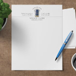 Navy Watercolor Front Door Personalized Company Letterhead<br><div class="desc">Beautiful and elegant personalized letterhead stationery for real estate agents and more. Our design features our own hand-painted watercolor navy front door. Easily customize with your contact information. All illustrations are hand-painted original artwork by Moodthology.</div>