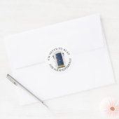 Navy Watercolor Front Door Real Estate Referral Classic Round Sticker (Envelope)