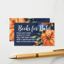 Navy Watercolor Pumpkin Books for Baby Shower