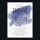 Navy Watercolor Wash Wedding Invitation<br><div class="desc">A modern wedding invitation features navy watercolor wash background.</div>