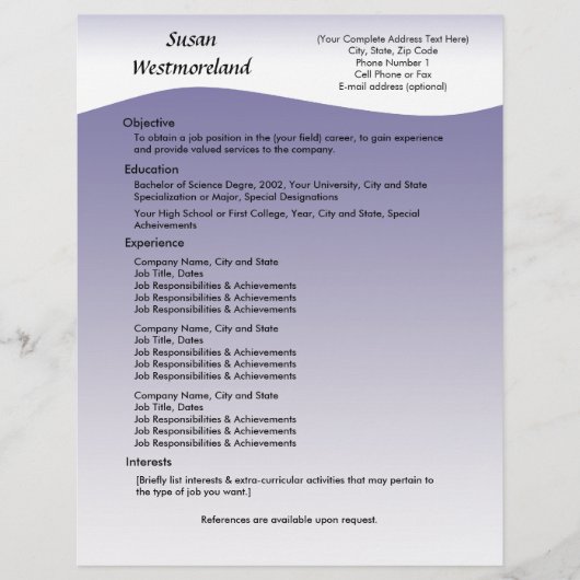 Navy Wave Custom Resume Template (Front)