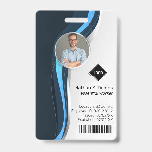Navy Wave   Employee Photo ID Company Security Badge