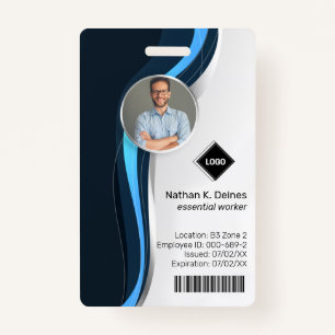 Navy Wave   Employee Photo ID Company Security Badge