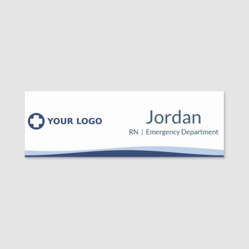 Navy Wave Nurse Logo Name Tag