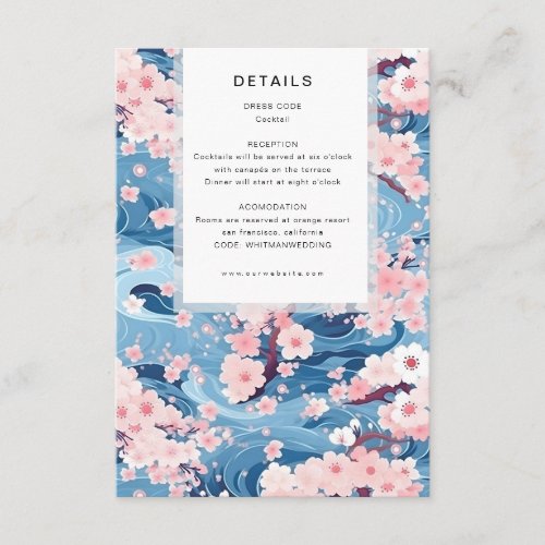 Navy Waves Sakura Blossom Modern Wedding Details