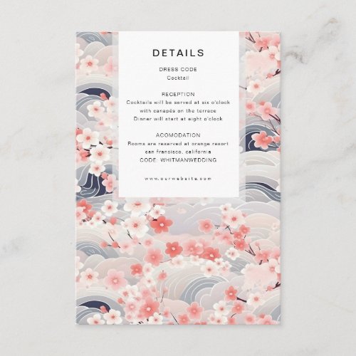 Navy Waves Sakura Blossom Modern Wedding Details