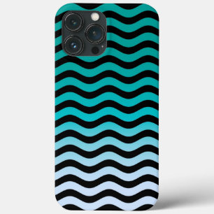 Navy Wavy Stripes Nautical Pattern iPhone 13 Pro Max Case