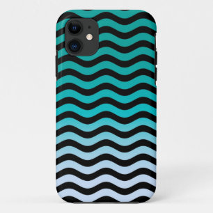 Navy Wavy Stripes Nautical Pattern iPhone 11 Case
