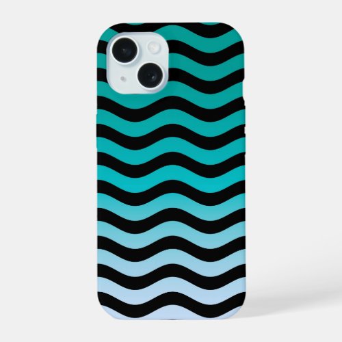 Navy Wavy Stripes Nautical Pattern iPhone 15 Case