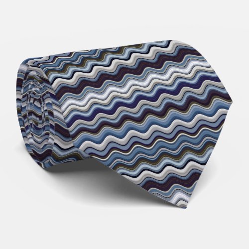 Navy Wavy Stripes Neck Tie