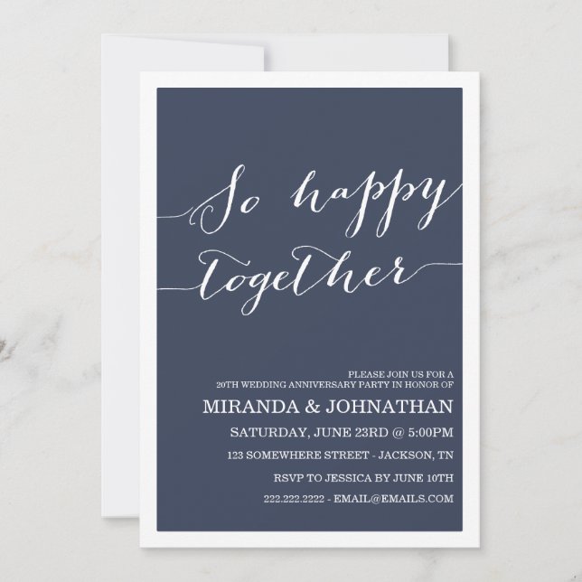 Navy Wedding Anniversary Invitations (Front)