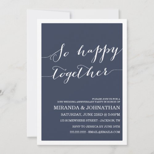 Navy Wedding Anniversary Invitations