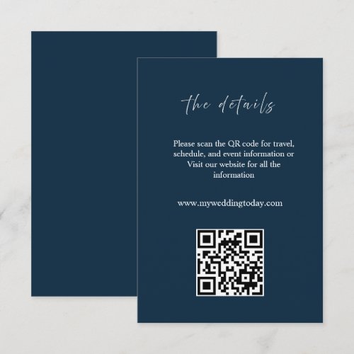 Navy Wedding Enclosure Card with QR Code