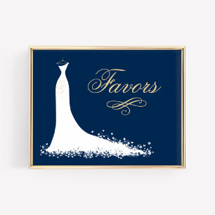 Navy Wedding Gown Bridal Shower Favors Poster