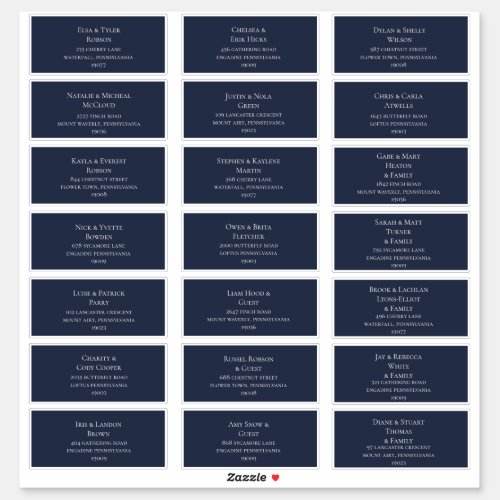 Navy Wedding Guest Address Labels