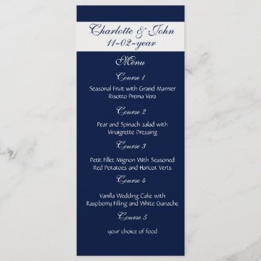 navy wedding menu
