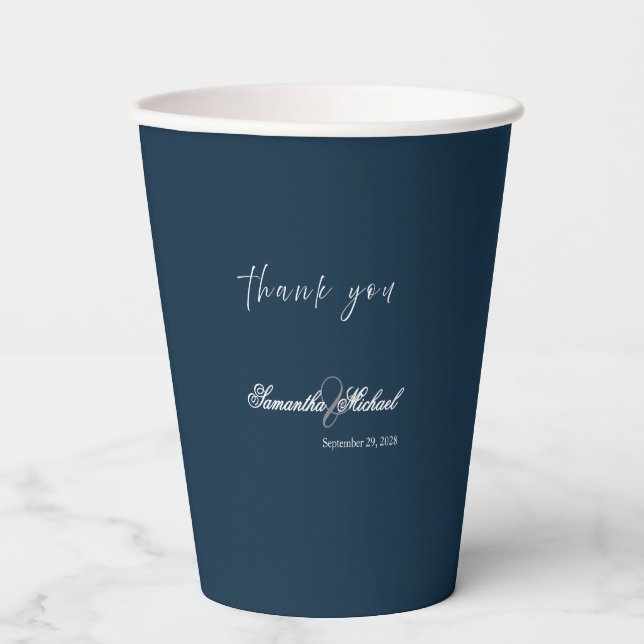 Navy Wedding Paper Cup (Front)