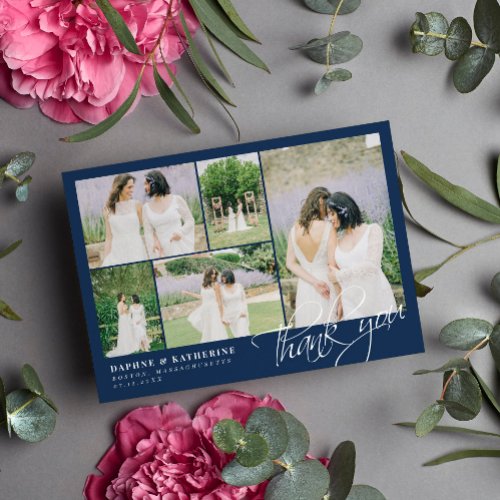 Navy Wedding Photo Collage Script Thank You