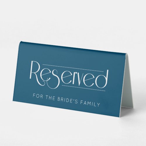 Navy Wedding Reserved Table Tent Sign