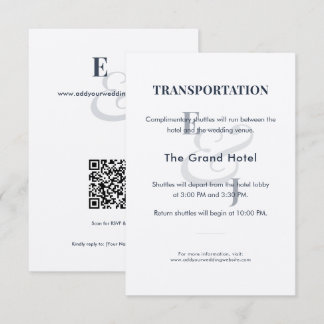 Navy Wedding Transportation Details Card | QR