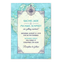 Navy Wedding Travel Invitation