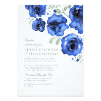 Navy Wedding - Watercolor Roses Card