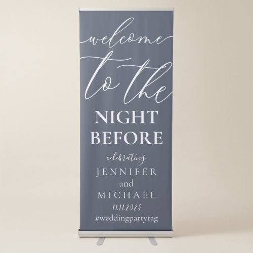 Navy Welcome to the wedding rehearsal dinner Retractable Banner