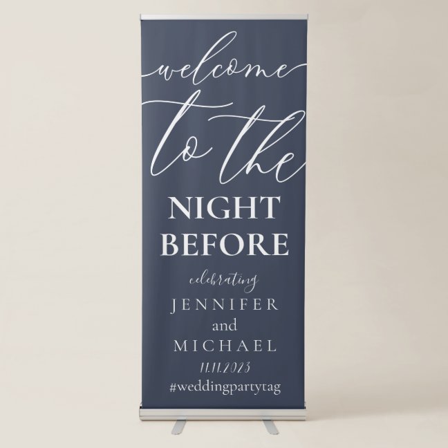 Navy Welcome to the wedding rehearsal dinner Retractable Banner