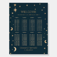 Navy Whimsical Gold Stars Moon Astronomy Wedding 