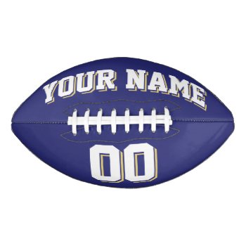 Navy White And Old Gold Custom Football by Custom_Footballs at Zazzle
