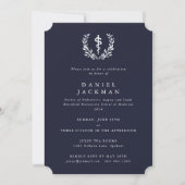 Navy/White Asclepius Medical School Graduation Invitation (Front)