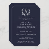 Navy/White Asclepius Medical School Graduation Invitation (Front/Back)